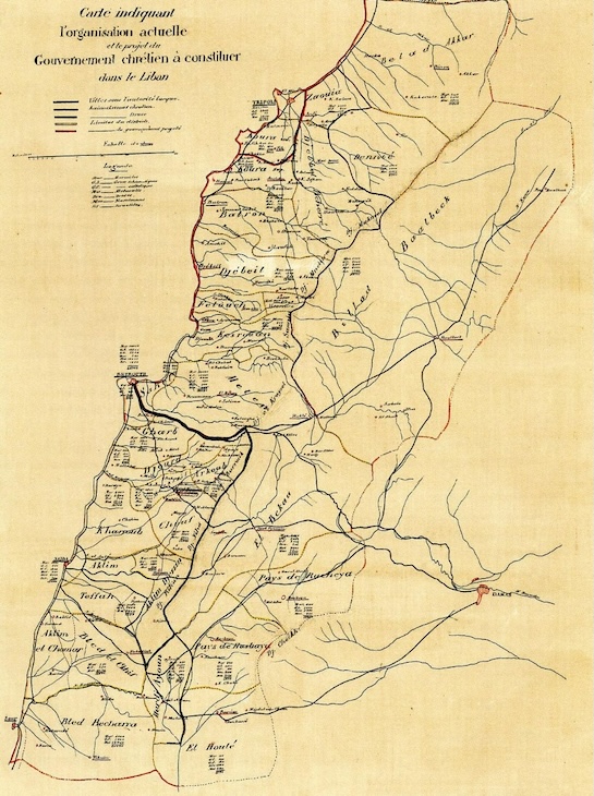 La carte de 1861 qui a servi au patriarche maronite pour réclamer le Grand Liban en 1920.